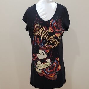 Disney Black and Gold Mickey Mouse Women's Mini Dress. Swim Suit Cover Med